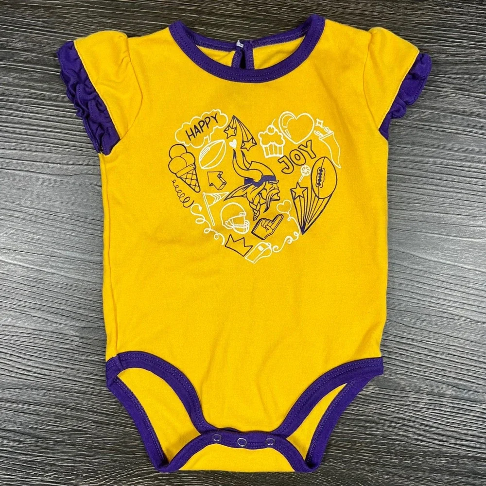 Minnesota Vikings Baby Girl 3-6M Bodysuits Lot of 2 NFL Gameday Fangirl Skol